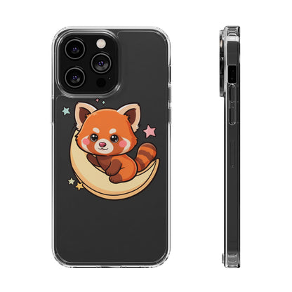 Red Panda Phone Case, Kawaii Moon Companion