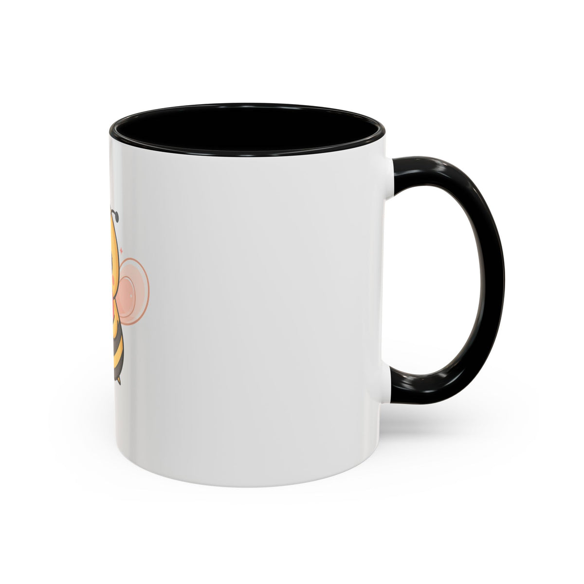 Kawaii Bee Accent Coffee Mug with Pink Heart