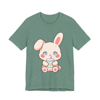 Kawaii Bunny Coffee T-Shirt: Cute Latte Lover Tee