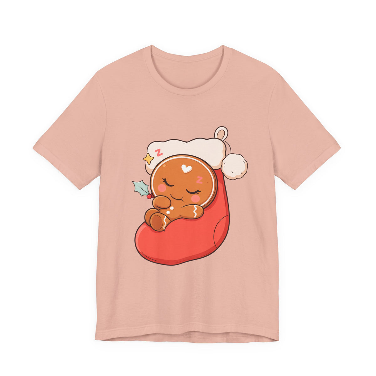 Sleeping Gingerbread Man Christmas T-Shirt, Kawaii Holiday Tee