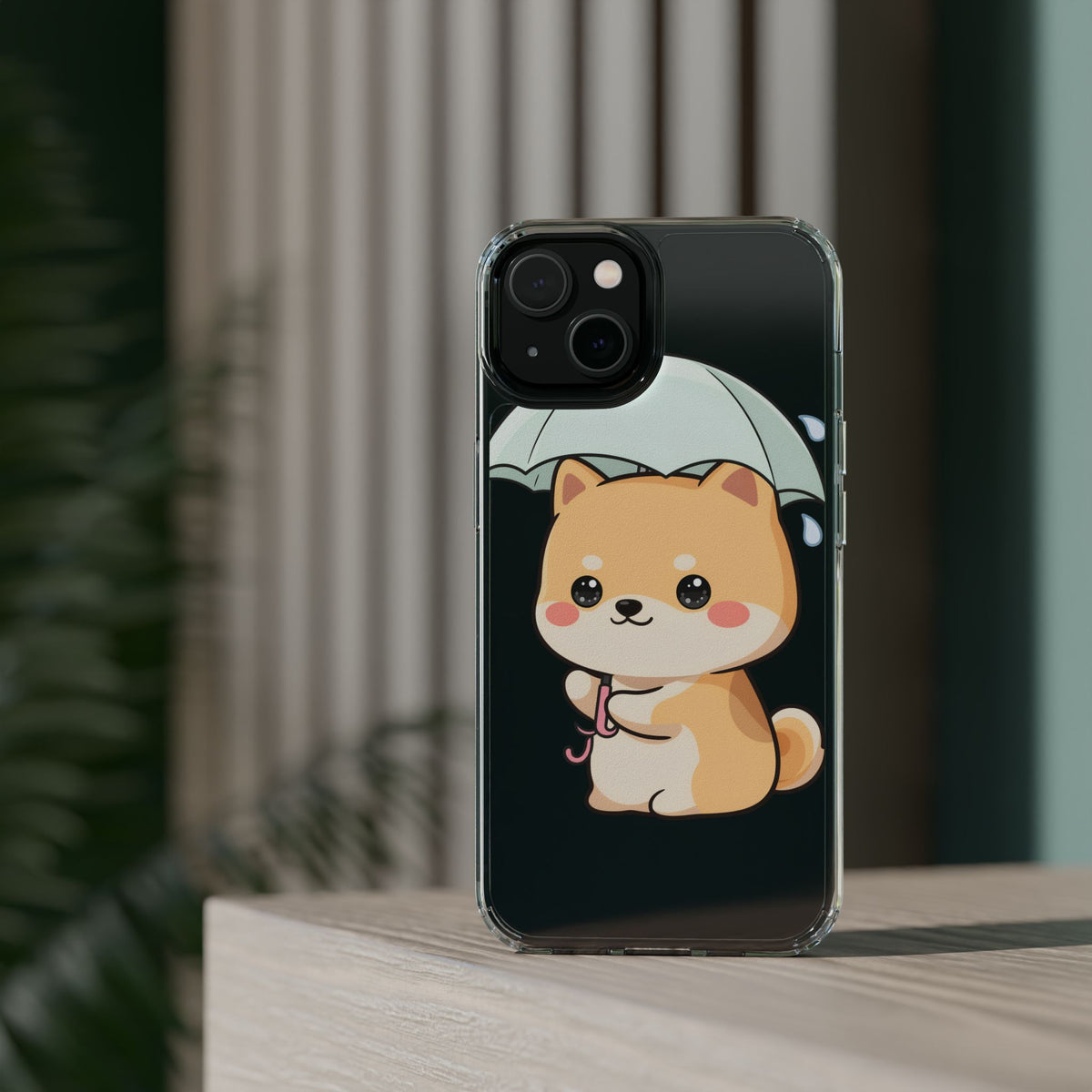 Shiba Inu Phone Case, Kawaii Rainy Day Pup