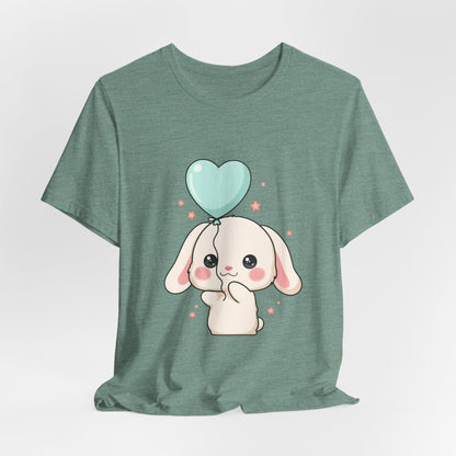 Kawaii Bunny T-Shirt with Balloon – Cute Chibi Rabbit Tee