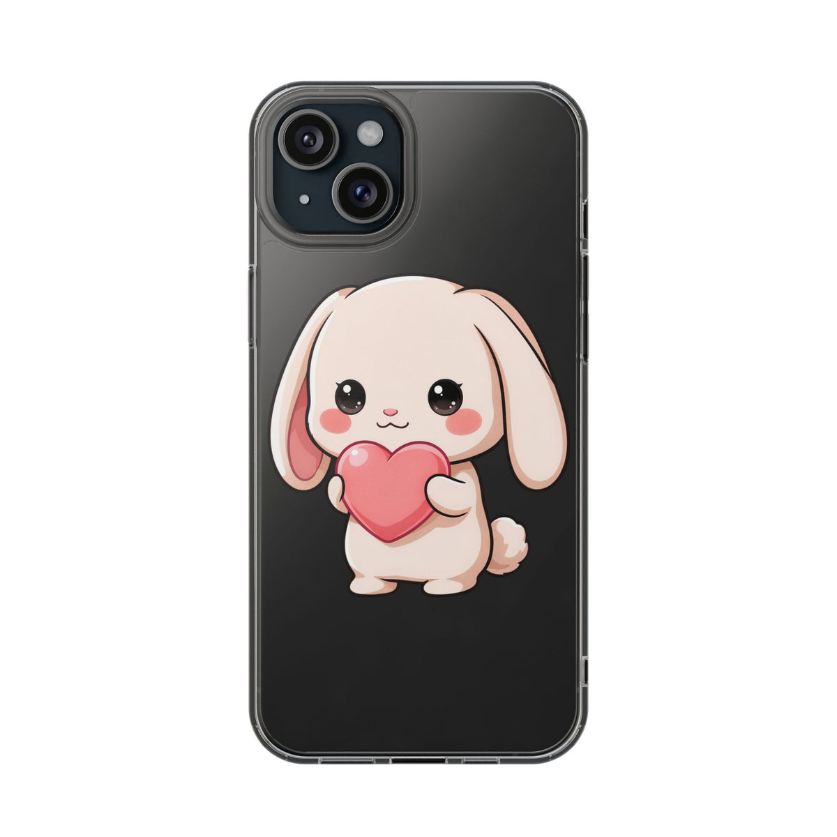 Kawaii Bunny Clear Phone Case with Heart
