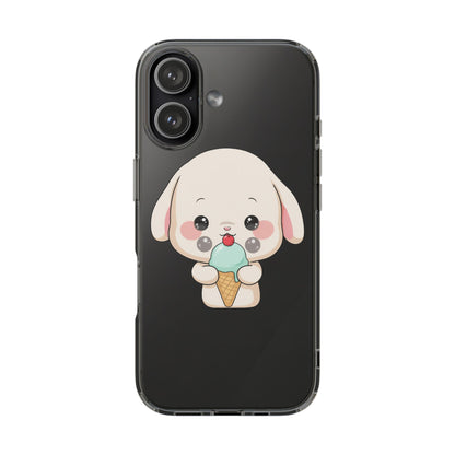 Kawaii Bunny Phone Case, Ice Cream Cutie Clear Case