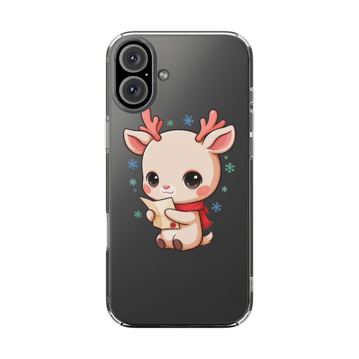 Christmas Reindeer Clear Impact-Resistant Phone Case