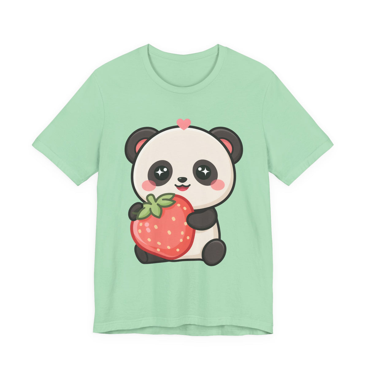 Kawaii Panda Strawberry T-Shirt – Sweet Chibi Animal Tee