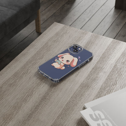 Kawaii Bunny Gamer Clear Impact-Resistant Phone Case