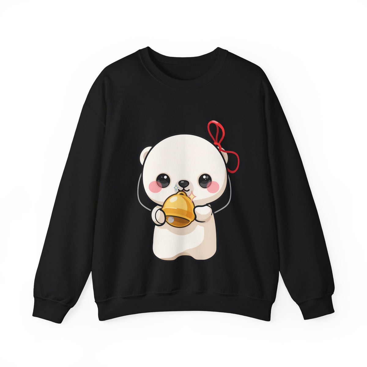 Kawaii Polar Bear Sweatshirt, Jingle Bell Holiday Crewneck