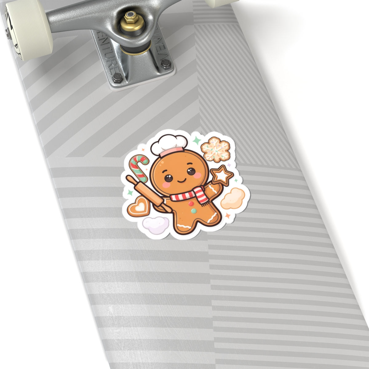 Kawaii Gingerbread Baker Christmas Kiss-Cut Sticker