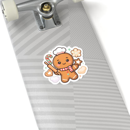 Kawaii Gingerbread Baker Christmas Kiss-Cut Sticker