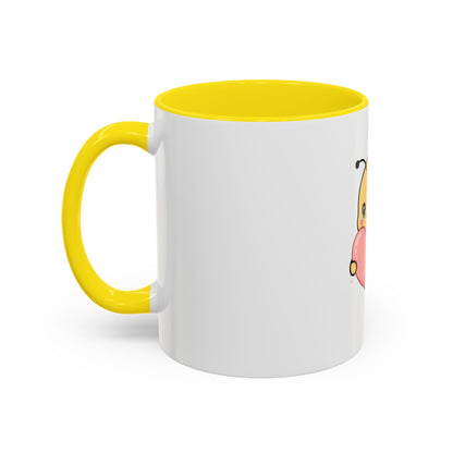 Kawaii Bee Accent Coffee Mug with Pink Heart