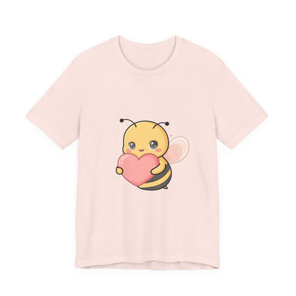 Kawaii Bee T-Shirt: Sweet Heart-Loving Unisex Tee
