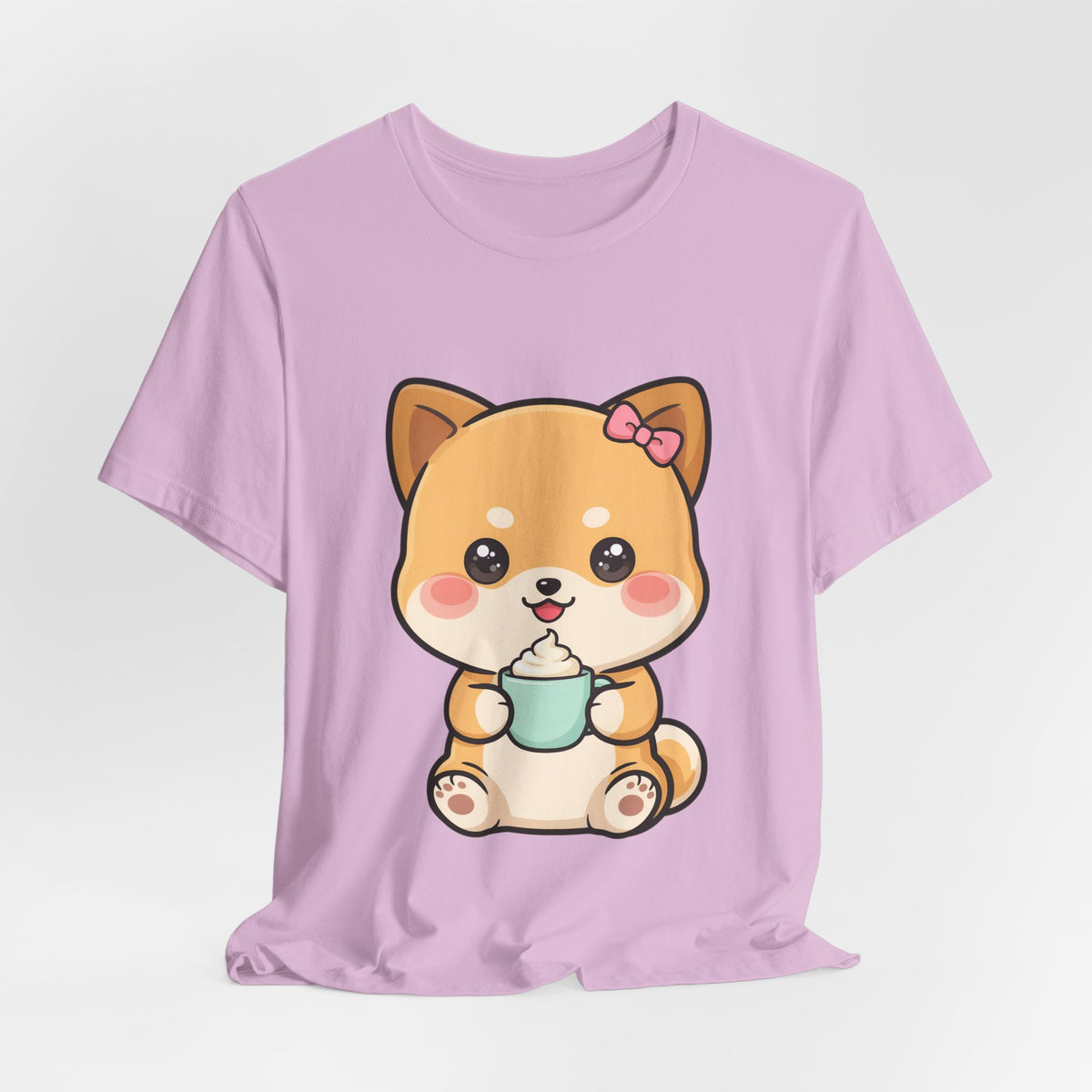 Kawaii Shiba Inu Coffee T-Shirt, Cute Latte Lover Tee