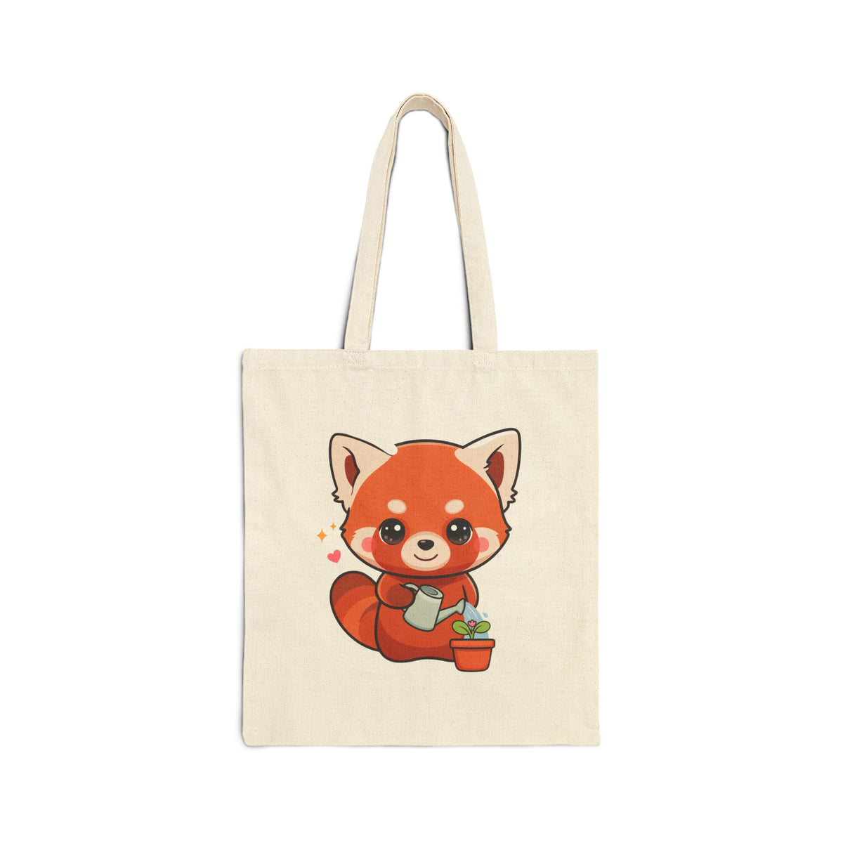 Red Panda Cotton Canvas Tote Bag for Plant Lovers
