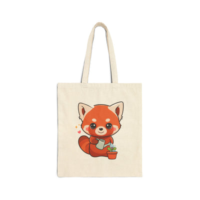 Red Panda Cotton Canvas Tote Bag for Plant Lovers