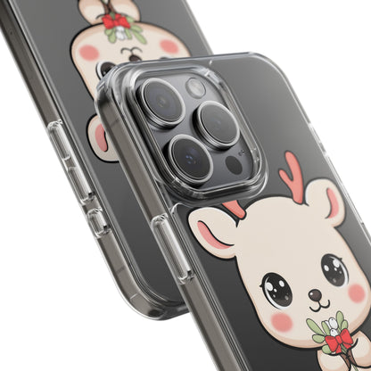 Kawaii Christmas Reindeer Clear Phone Case Gift