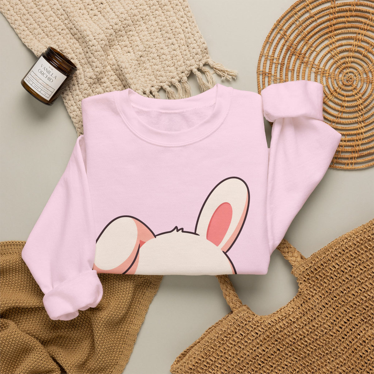 Kawaii Bunny Sweatshirt, Cute Latte Lover Crewneck