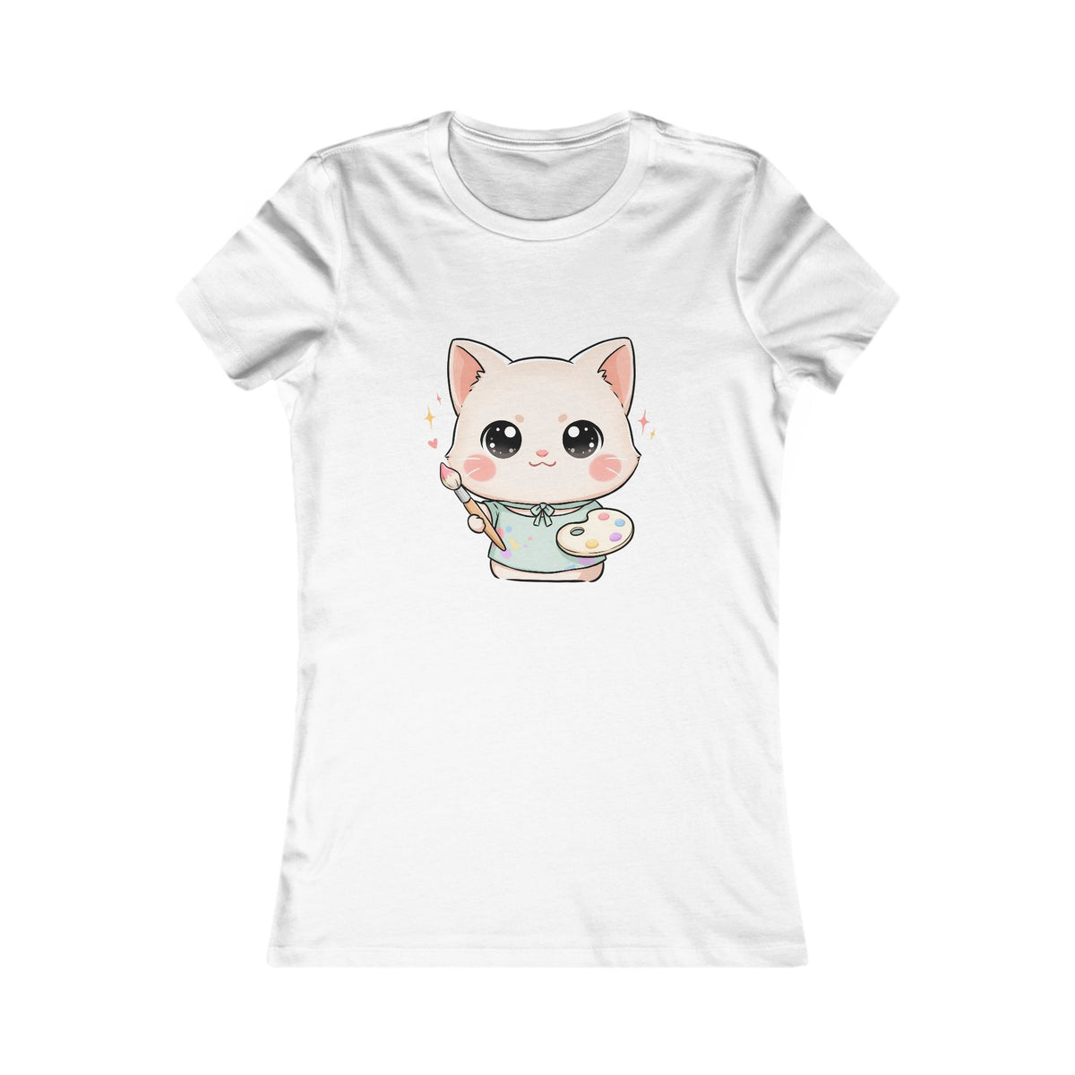 Kawaii Artist Cat T-Shirt for Cat Lovers and Creative Gifts