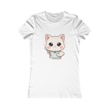 Kawaii Artist Cat T-Shirt for Cat Lovers and Creative Gifts