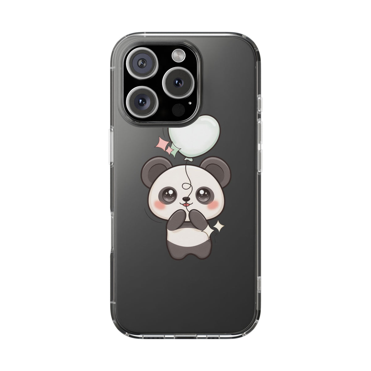 Kawaii Panda Clear Phone Case with Balloon