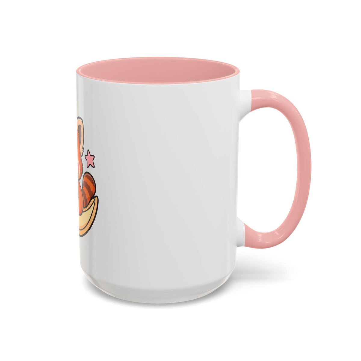 Red Panda Accent Coffee Mug, Kawaii Crescent Moon