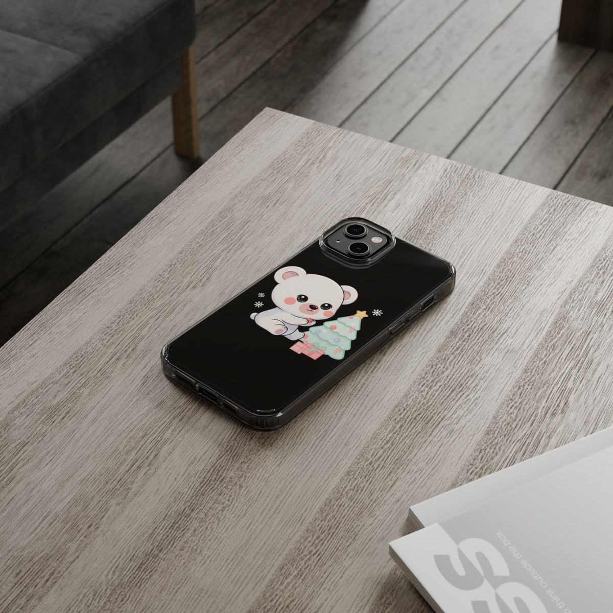 Christmas Polar Bear Phone Case, Kawaii Holiday Accessory