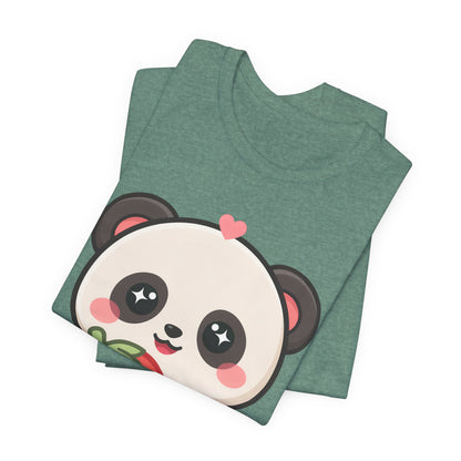 Kawaii Panda Strawberry T-Shirt – Sweet Chibi Animal Tee
