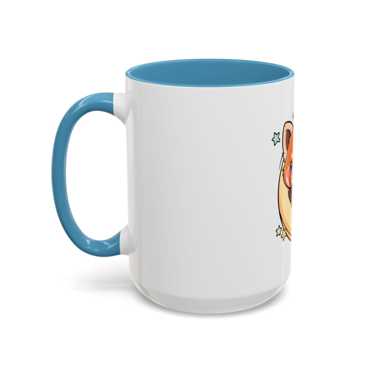 Red Panda Accent Coffee Mug, Kawaii Crescent Moon
