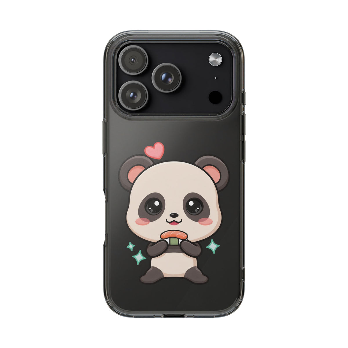 Kawaii Panda Sushi Phone Case, Clear Impact-Resistant Case