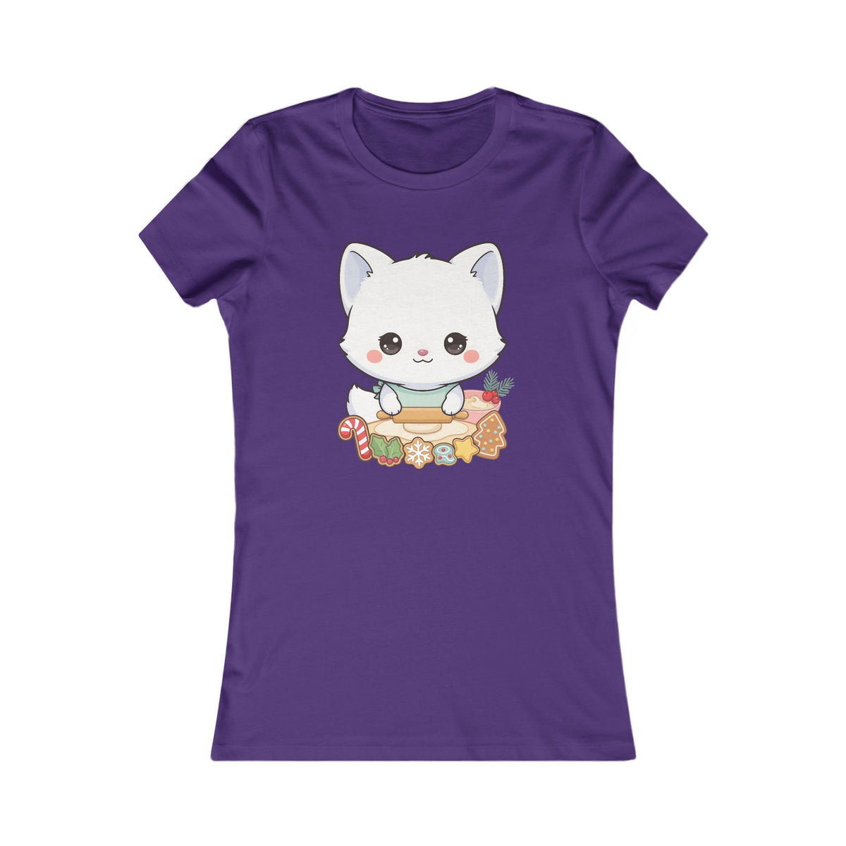 Kawaii Arctic Fox Christmas Tee for Cozy Holiday Bakers