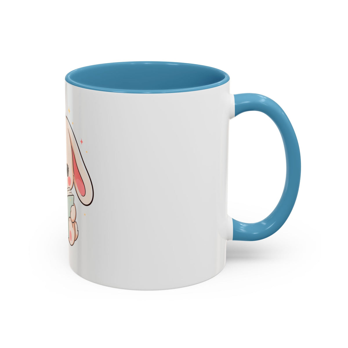 Kawaii Reading Bunny Mug, Cute Book Lover Accent Coffee Mug