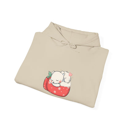 Christmas Polar Bear Hoodie, Kawaii Holiday Sweatshirt