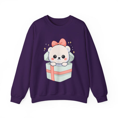 Kawaii Polar Bear Sweatshirt, Cute Gift Box Cub