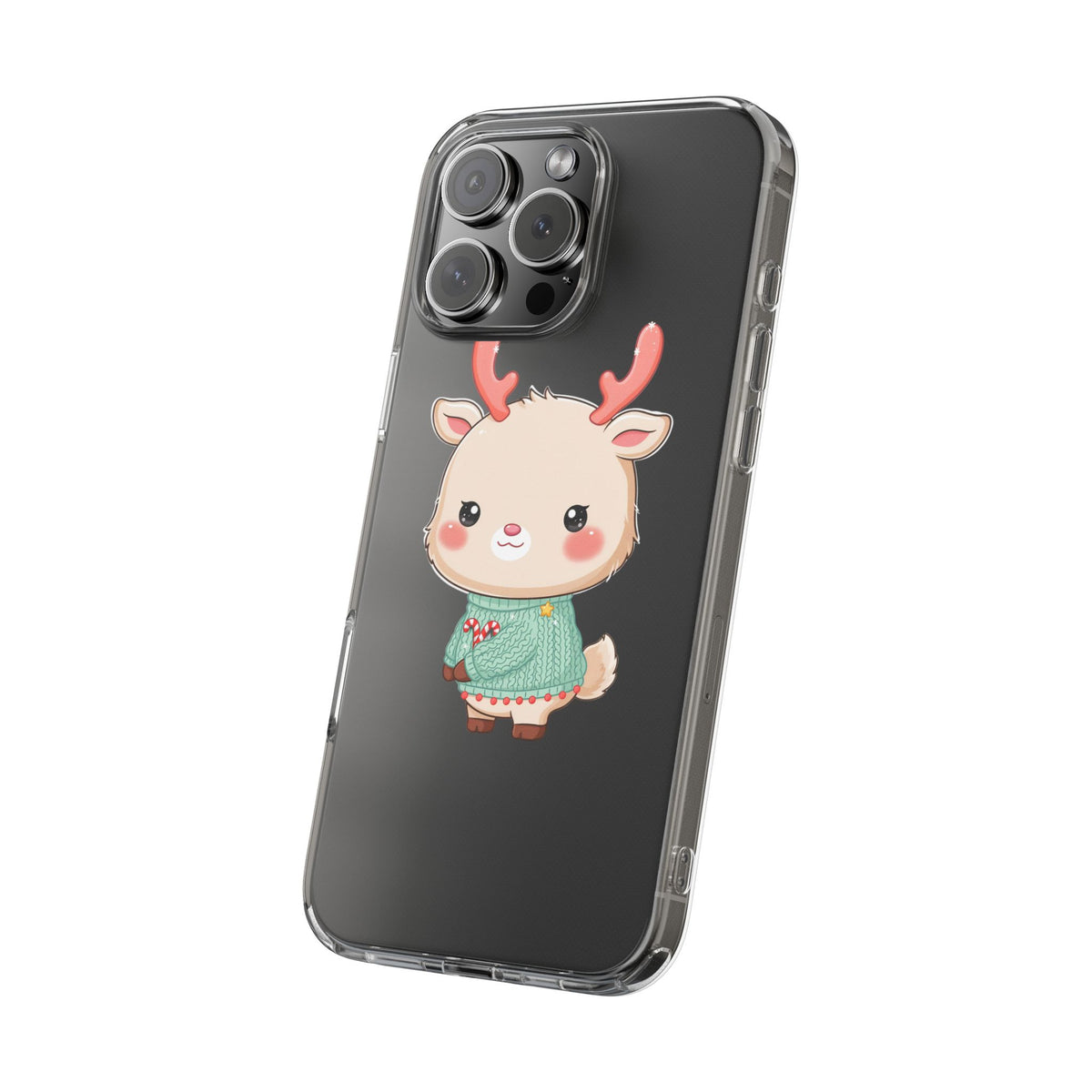 Kawaii Reindeer Clear Impact-Resistant Phone Case