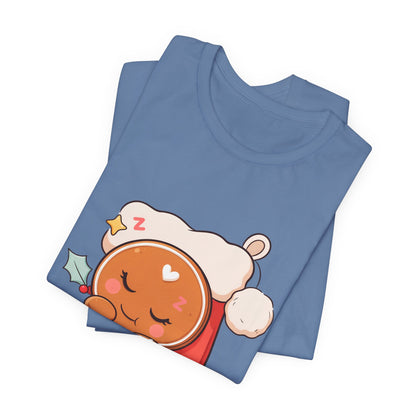 Sleeping Gingerbread Man Christmas T-Shirt, Kawaii Holiday Tee