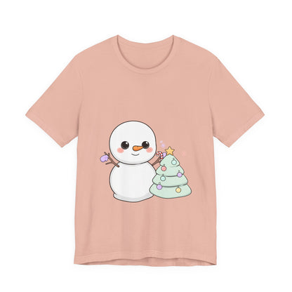 Kawaii Snowman Christmas T-Shirt for Festive Outfits