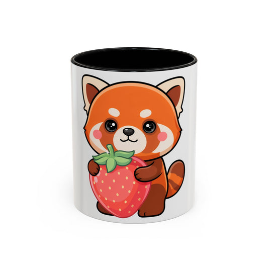 Red Panda Strawberry Mug, Cute Kawaii Accent Coffee Mug