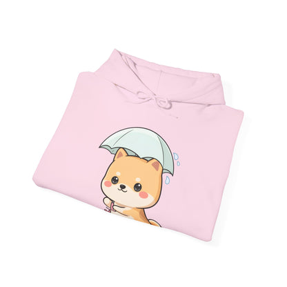 Kawaii Shiba Inu Hoodie, Cute Umbrella Dog Sweatshirt
