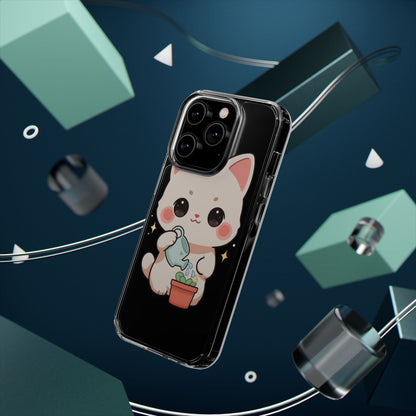 Kawaii Cat Phone Case, Cute Plant Lover Gift
