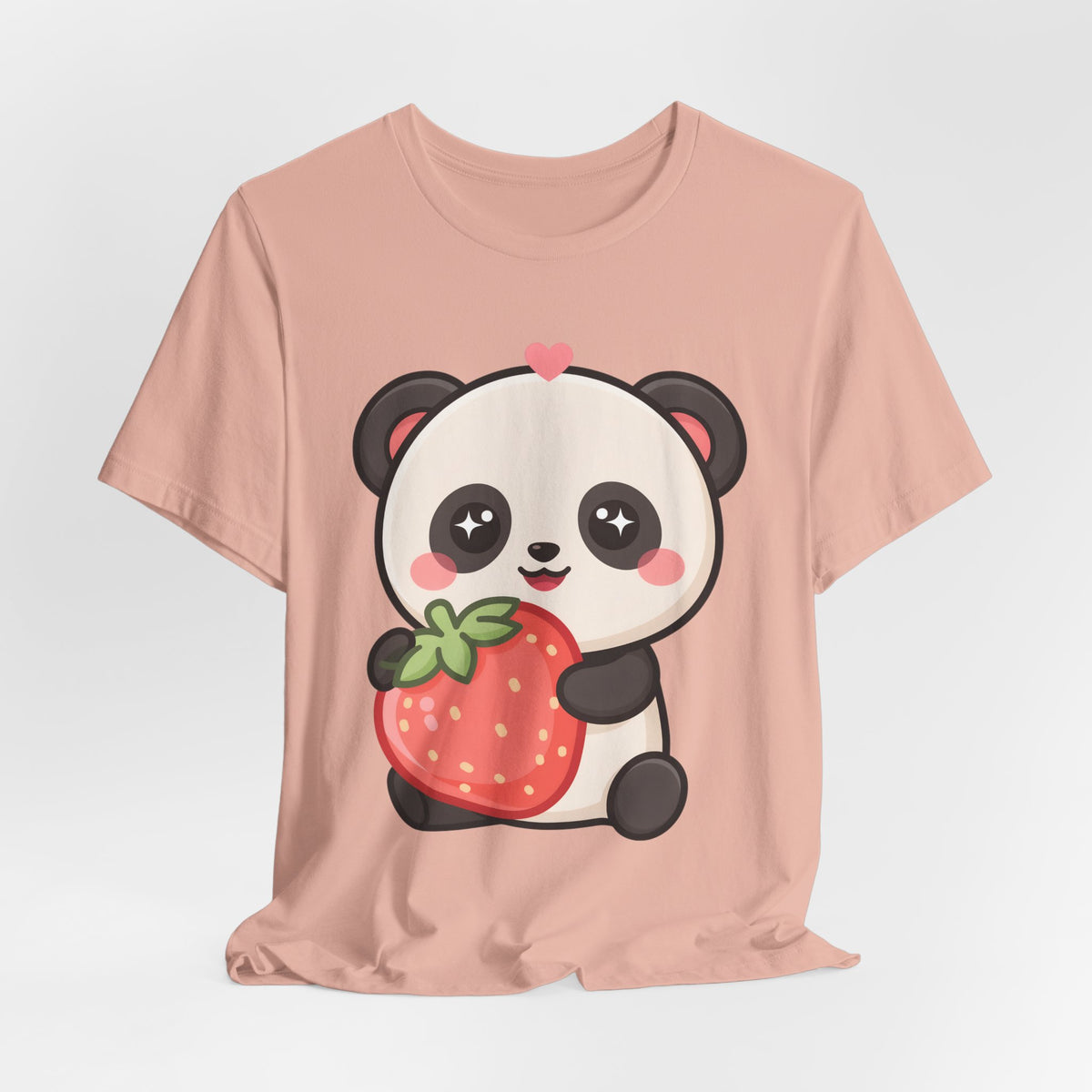Kawaii Panda Strawberry T-Shirt – Sweet Chibi Animal Tee