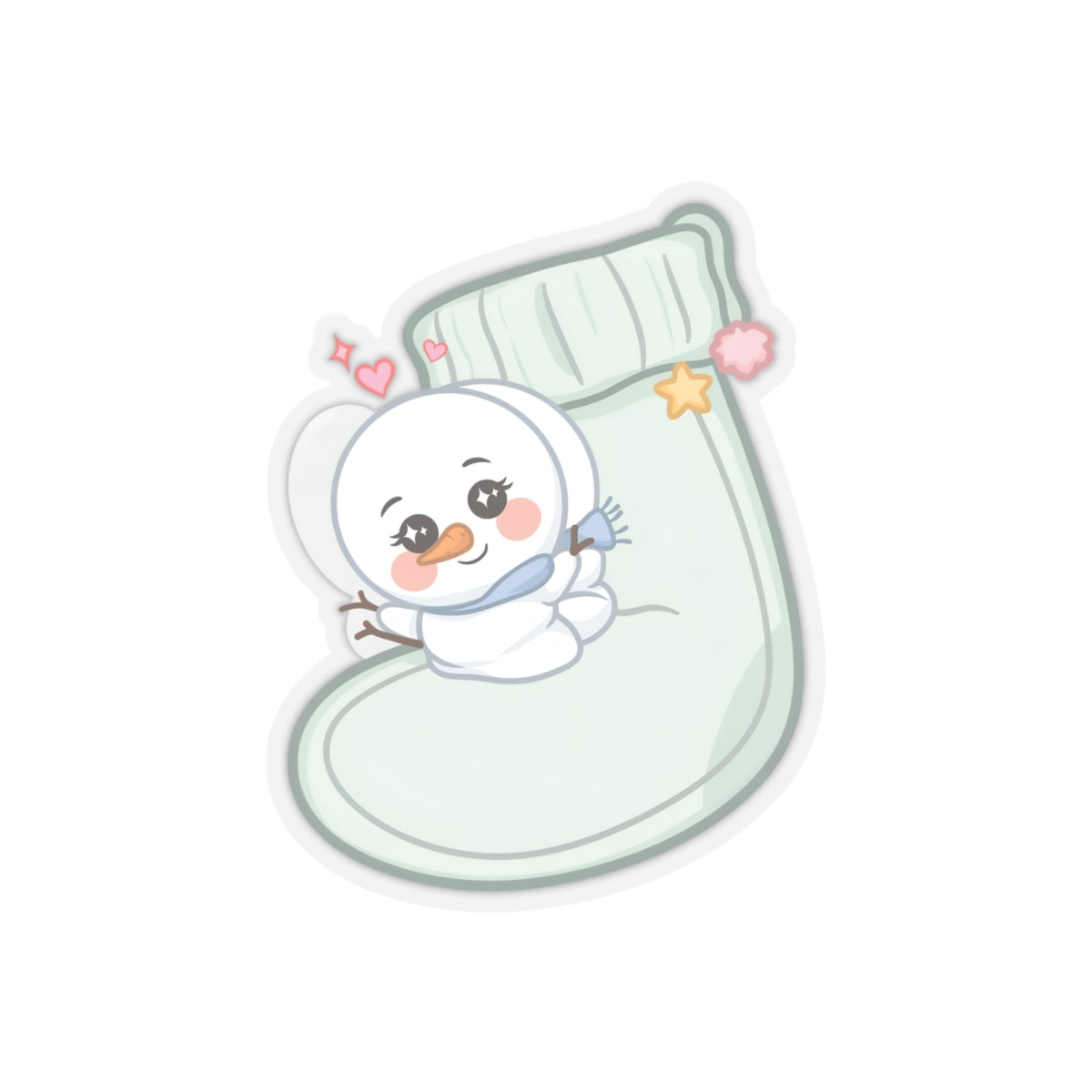 Kawaii Snowman Christmas Sticker for Cozy Holiday Cheer