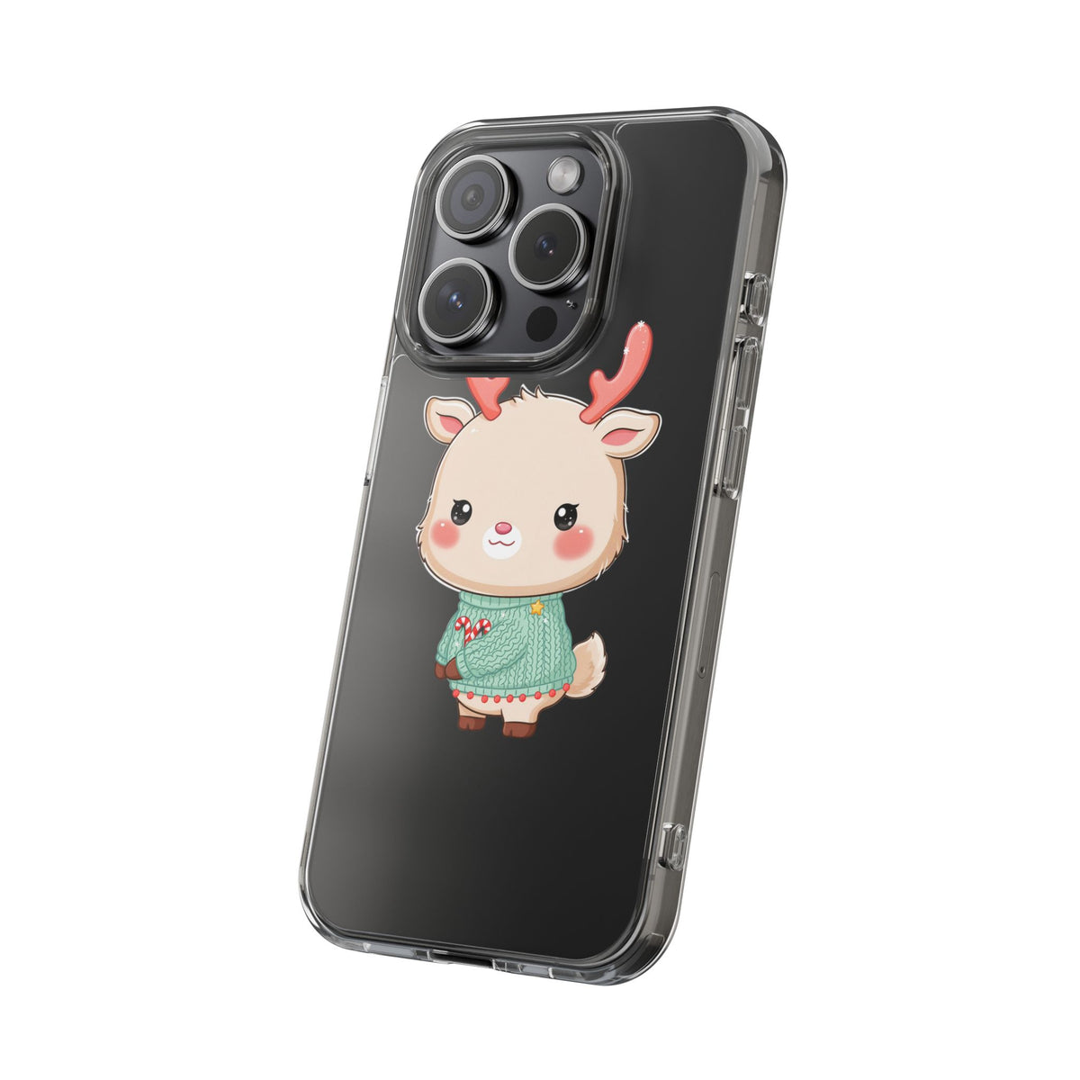 Kawaii Reindeer Clear Impact-Resistant Phone Case