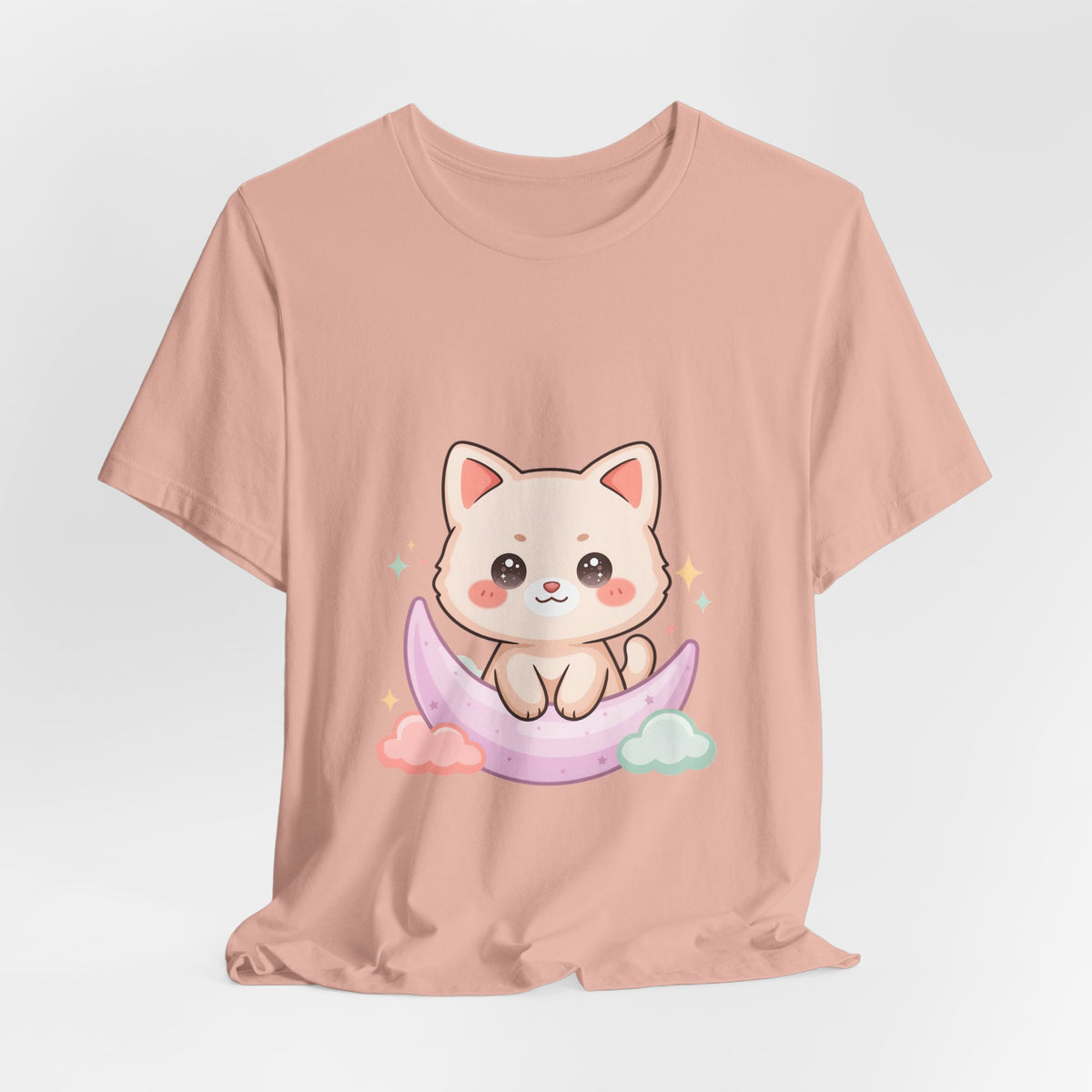 Kawaii Cat Moon T-Shirt for Cozy Night Owls