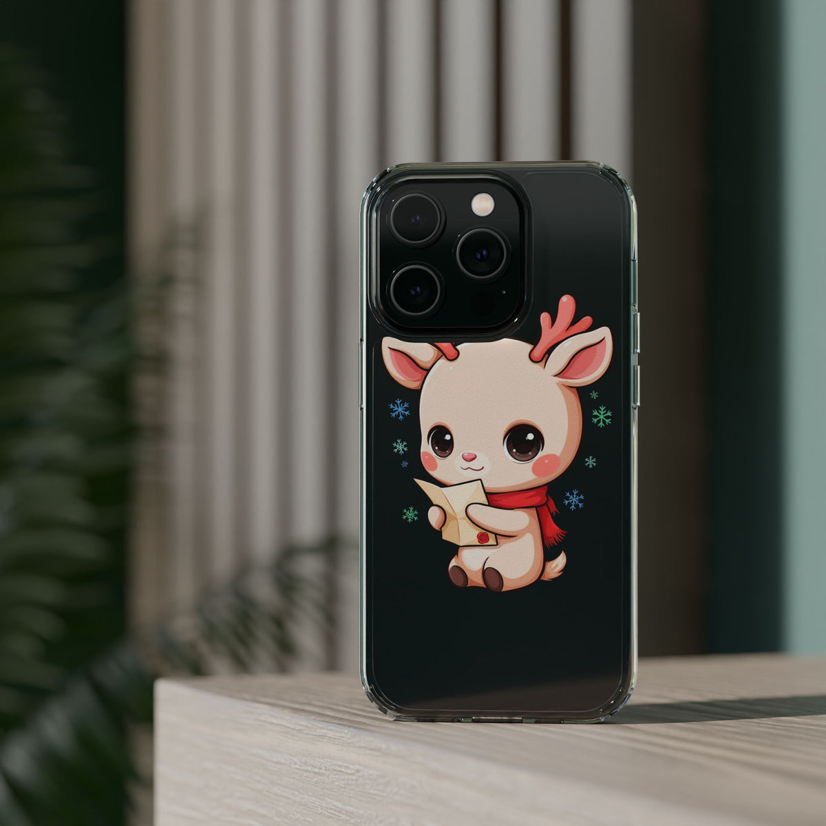 Christmas Reindeer Clear Impact-Resistant Phone Case