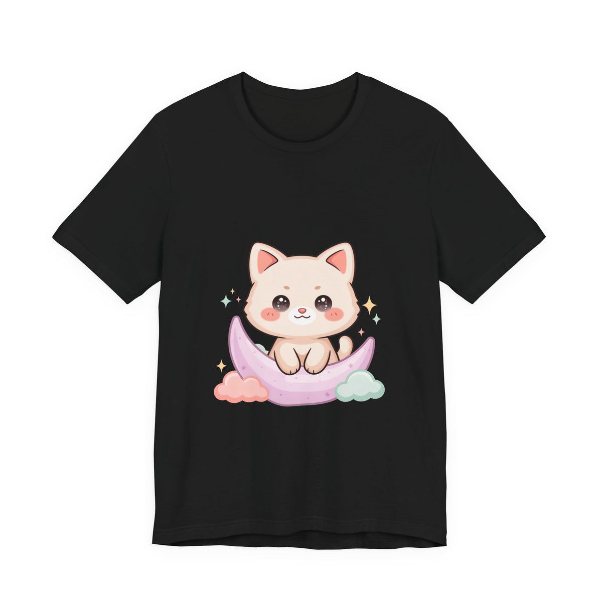 Kawaii Cat Moon T-Shirt for Cozy Night Owls
