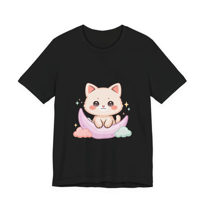 Kawaii Cat Moon T-Shirt for Cozy Night Owls