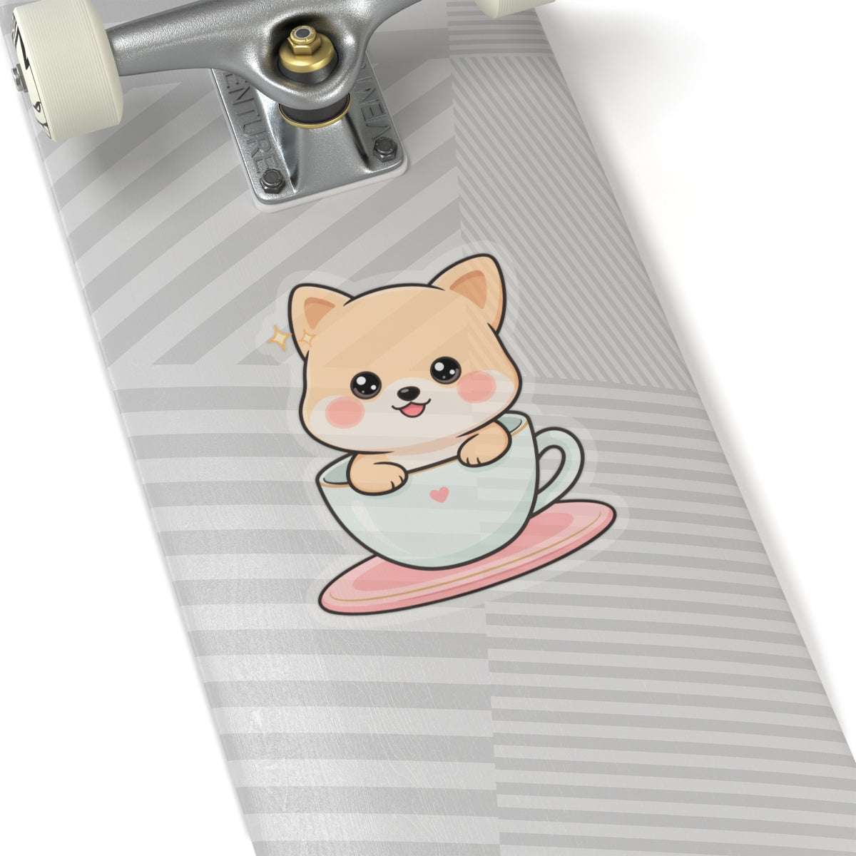 Kawaii Shiba Inu Sticker in a Teacup for Cozy Cheer