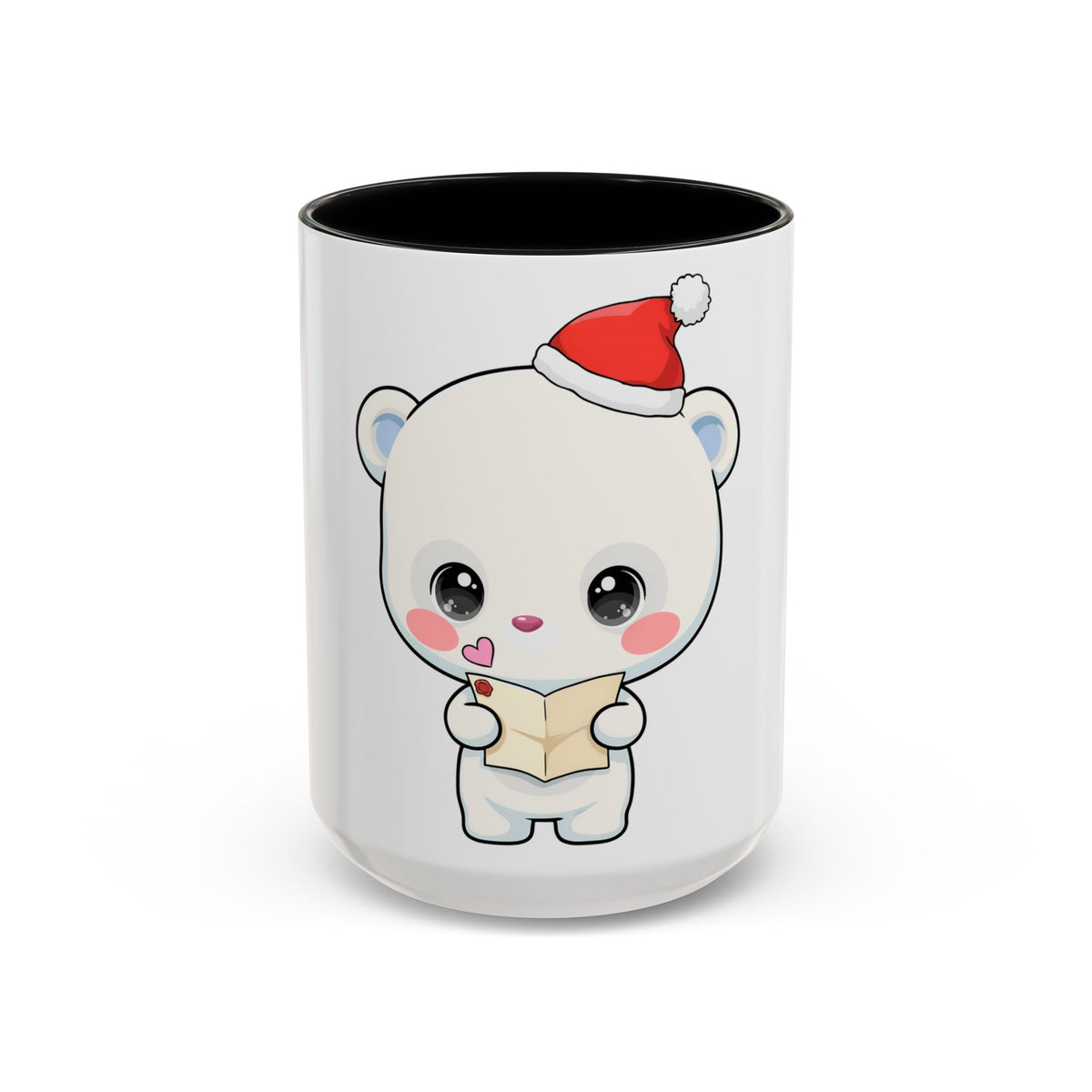 Kawaii Polar Bear Christmas Mug – Santa Letter Accent Mug
