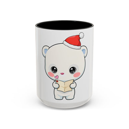 Kawaii Polar Bear Christmas Mug – Santa Letter Accent Mug