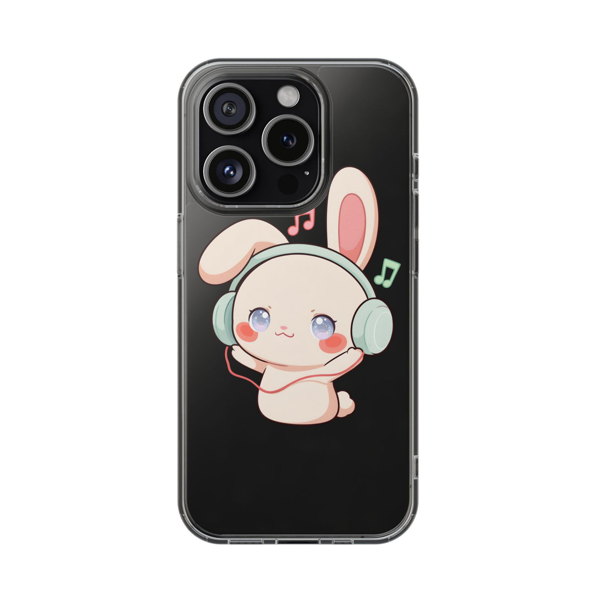 Kawaii Bunny Phone Case, Cute Music Lover Gift